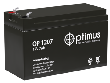Аккумулятор Optimus 12В 7 Ач (OP 1207)