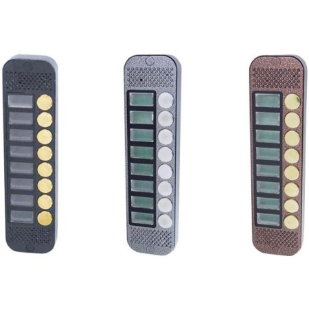 Панель JSB Systems JSB V088K (медь, серебро, бронза, черный, белый, серый, золото, синий) вызывная на 8 абонентов для домофона (без видеомодуля)